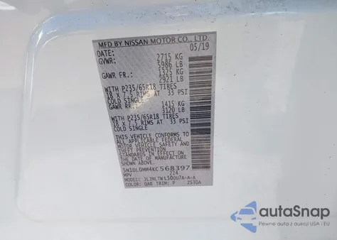 2019 Infiniti Qx60 Luxe z USA, uszkodzony, nr VIN 5N1DL0MM4KC568397